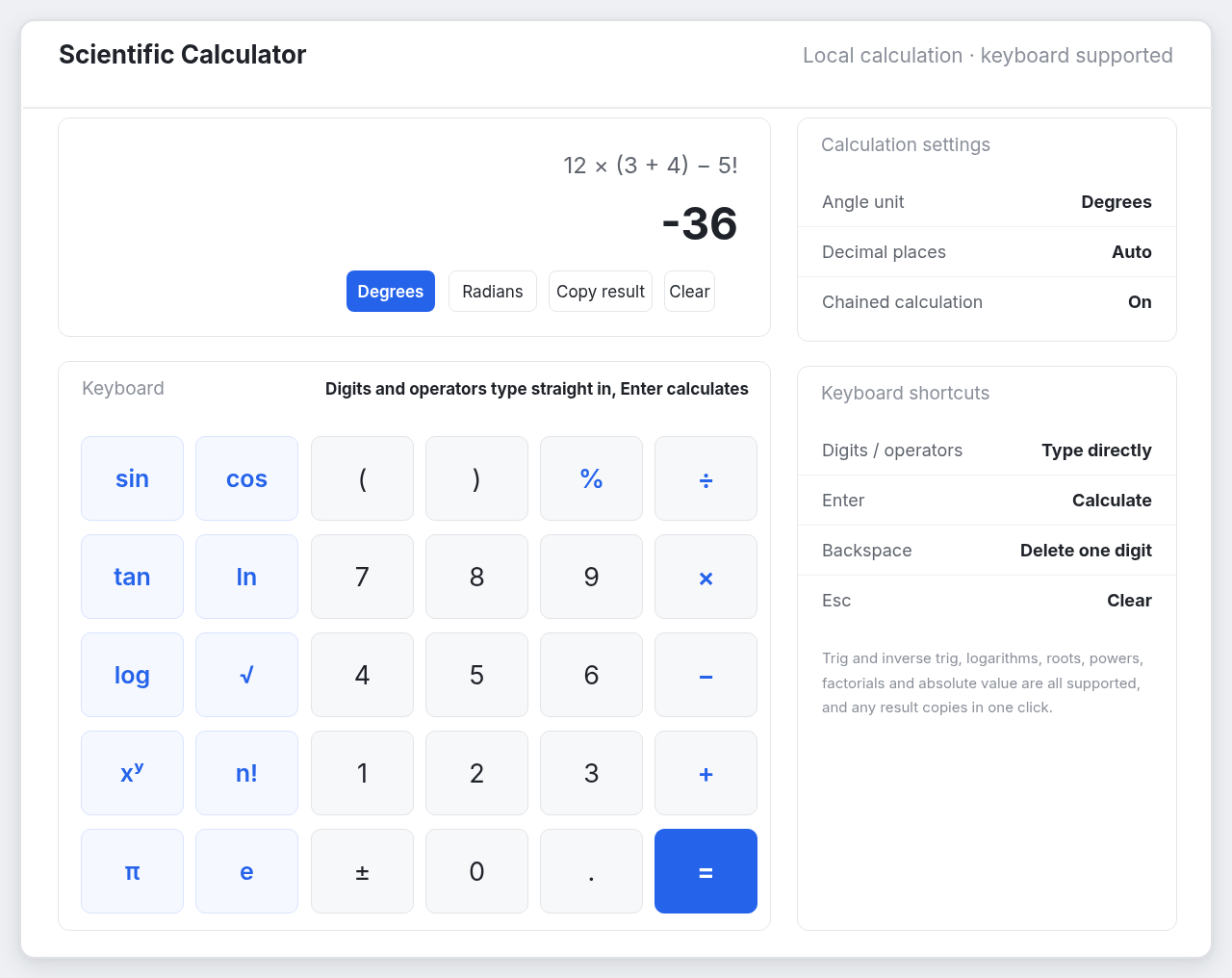 Calculator desktop app on Windows